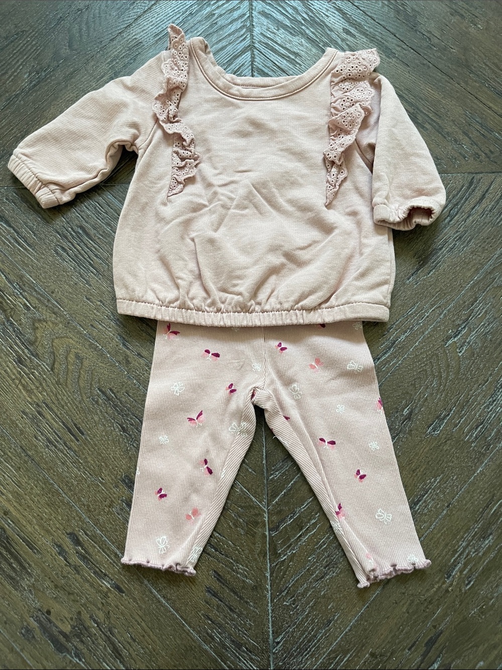 Carter's Dusty Pink Ruffle Sleeve Top and Floral Legging Set